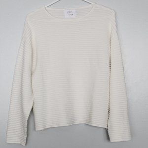 NWOT Zara White Ribbed Sweater